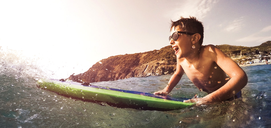 Boy surfing